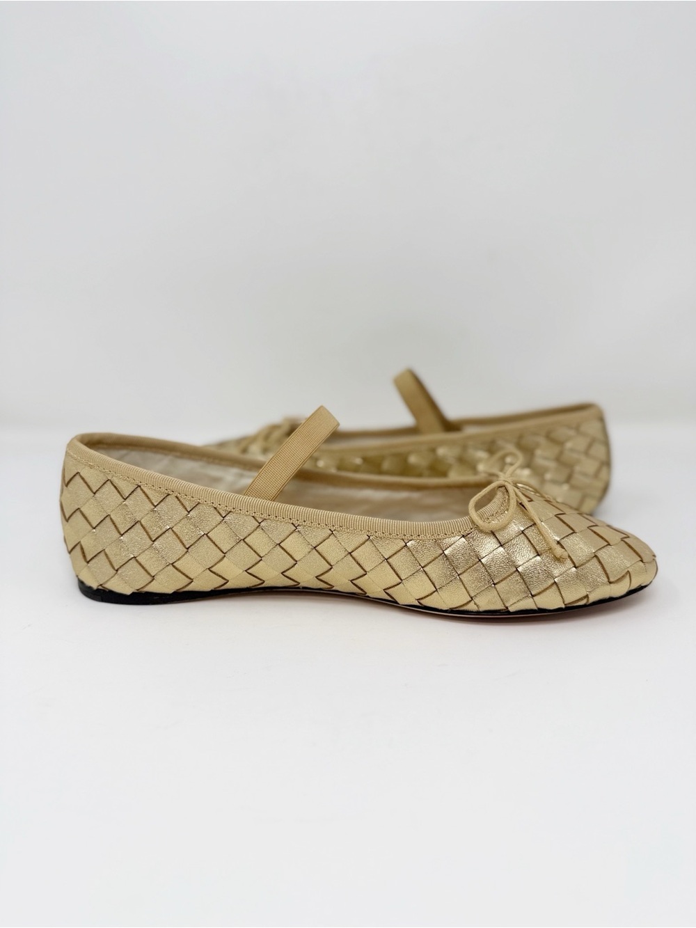 New Loeffler Randall Leonie Gold Woven Ballet Flat Sz 7 - Picture 11 of 13